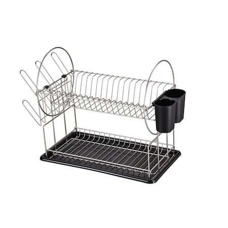 Jiallo Stainless Steel 2-Tier dish rack with dripping tray Silver SW2134SL